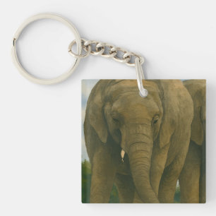Elephant Companions in Savannah Light Key Ring