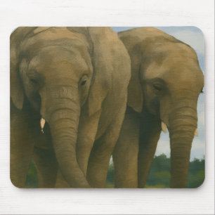 Elephant Companions in Savannah Light Mouse Mat