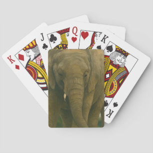 Elephant Companions in Savannah Light Playing Cards