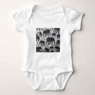 Elephant Concrete Pattern Design Baby Bodysuit