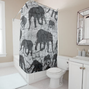 Elephant Concrete Pattern Design Shower Curtain