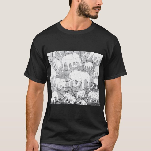 Elephant Concrete Pattern T-Shirt (Front)