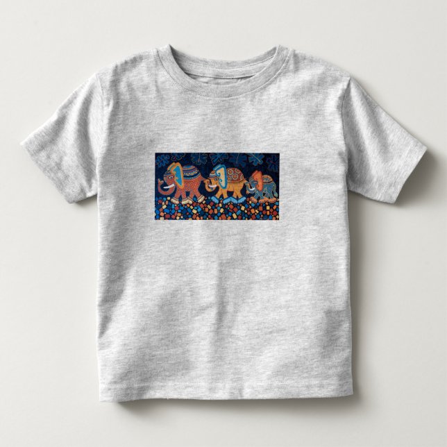 Elephant Conga Line Kids T-Shirt (Front)