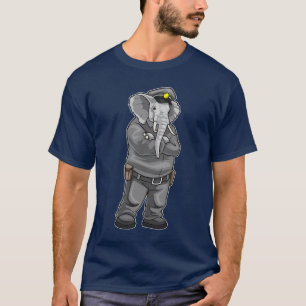 Elephant Cop Police hat Police T-Shirt