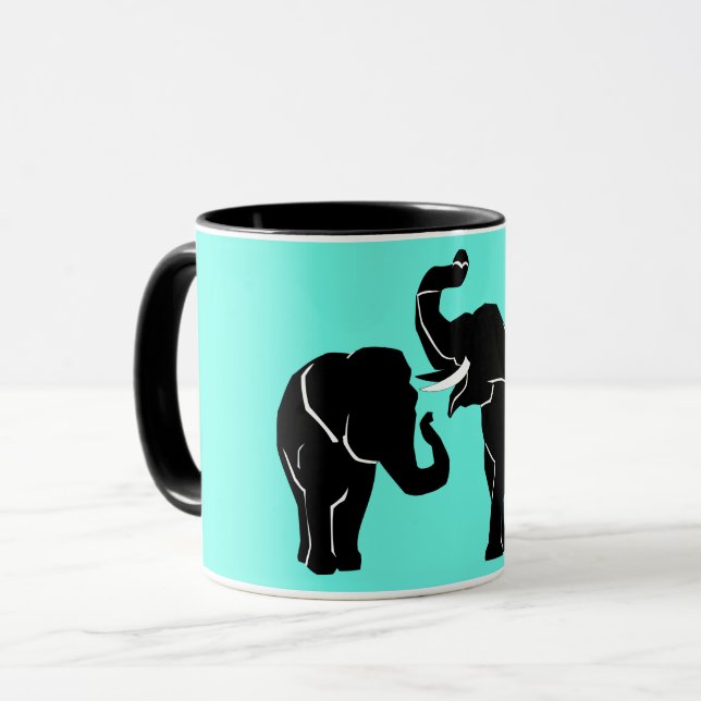 Elephant Couple Mug Custom Colours (Front Left)