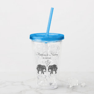Elephant Couple Tons of Love Custom Wedding  Acrylic Tumbler