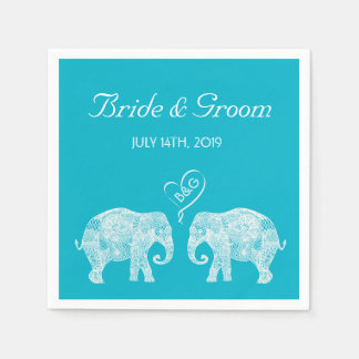 Elephant Couple Tons of Love Custom Wedding Napkin