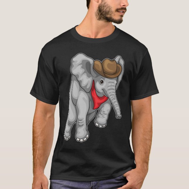 Elephant Cowboy Cowboy hat T-Shirt (Front)