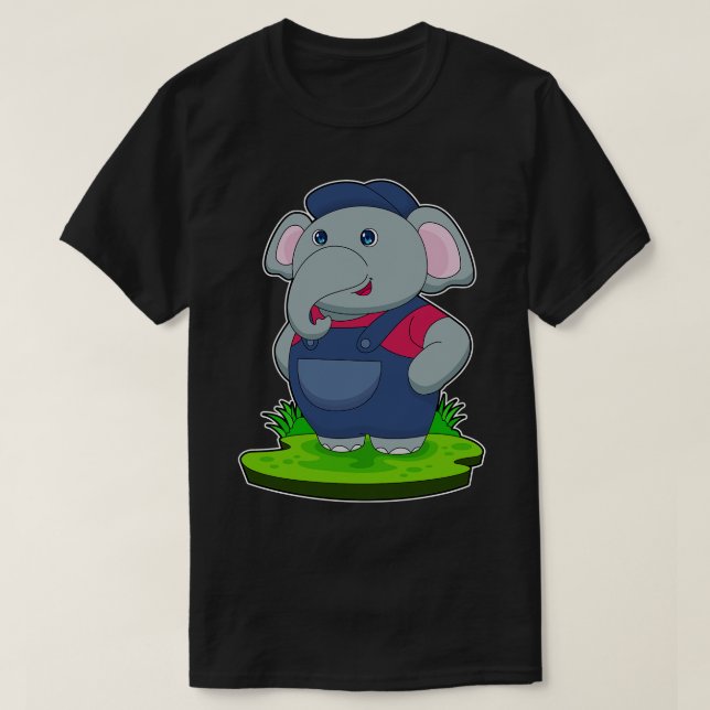 Elephant Craftsman Overalls T-Shirt (Design Front)