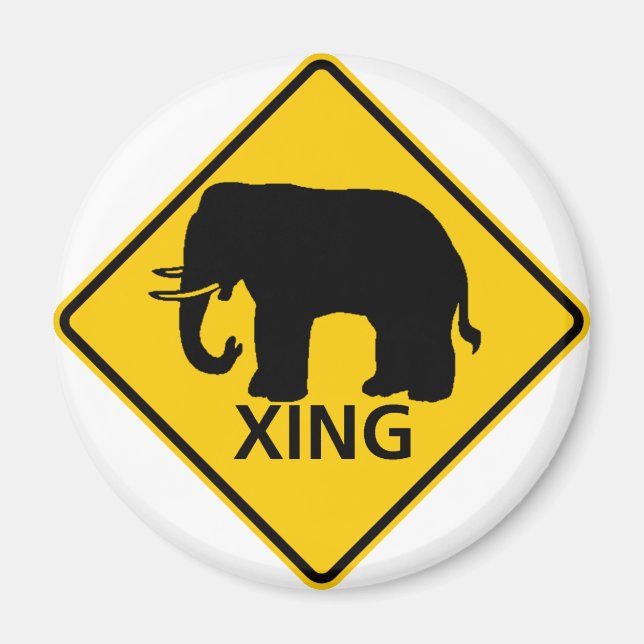 Elephant Crossing Highway Sign Magnet (Front)
