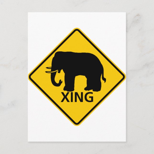 Elephant Crossing Highway Sign Postcard (Front)