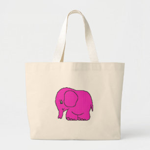 elephant_crossPINK.ai Large Tote Bag