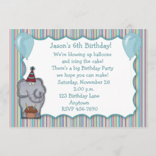 Elephant Cupcake Birthday Invitation