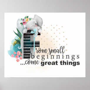 Elephant Cute Baby Saying Floral Poster