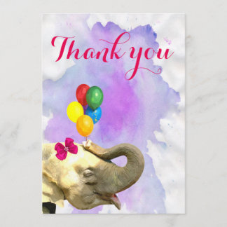 Elephant cute jungle animal watercolor thank you