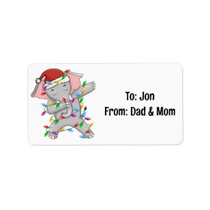 Elephant dab dabbin favourite Christmas lights Label