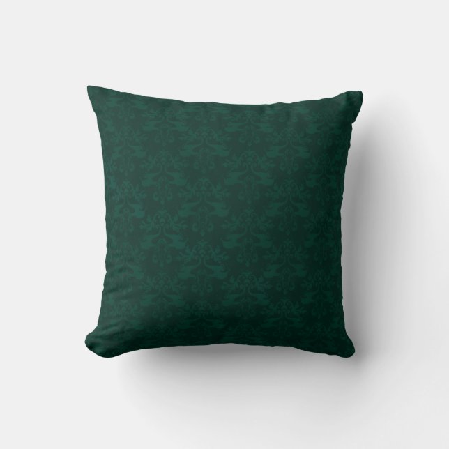 Elephant damask dark green scatter cushion pillow (Front)