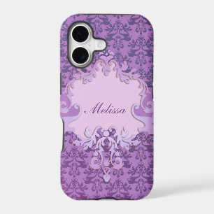 Elephant damask lilac name iphone case