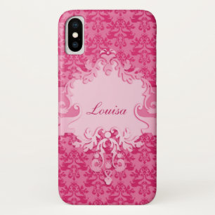 Elephant damask pink short name iphone case