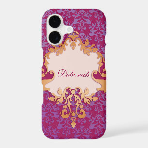 Elephant damask purple name iphone 5 case