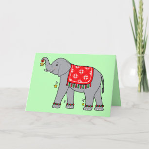 Elephant Decorated for the Holidays Holiday Card