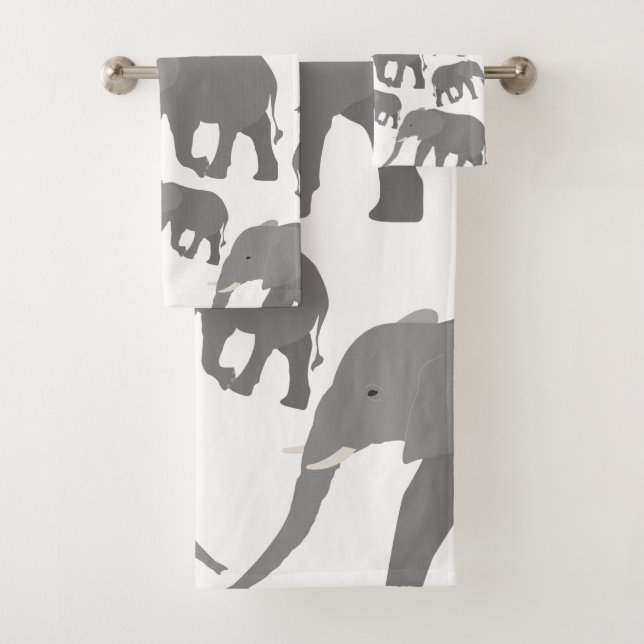 Elephant Design Bath Towel Set (Insitu)