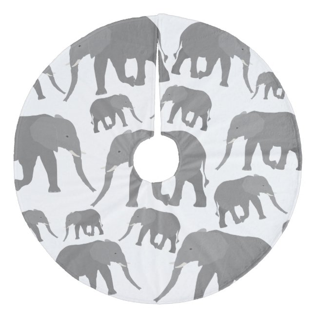 Elephant Design Fleece Tree Skirt (Front)