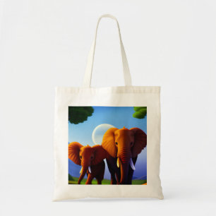 Elephant design on tote bag.