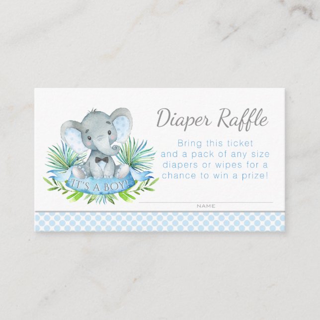 Elephant Diaper Raffle Tickets Enclosure Card (Front)