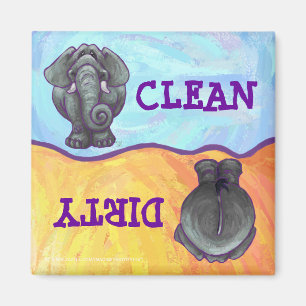 Elephant Dirty Clean Dishes Magnet