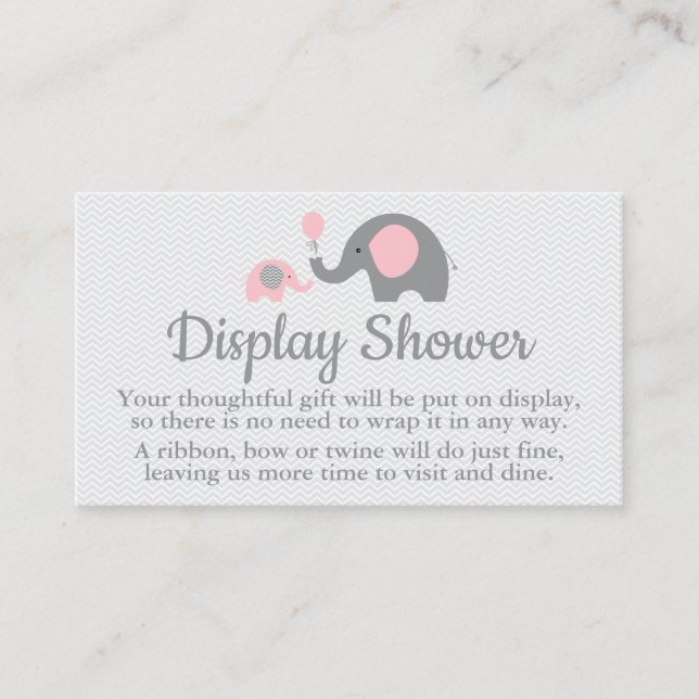 Elephant Display Shower Inserts in Pink and Grey (Front)