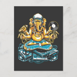 Elephant DJ Animal Electronic Music Techno Fan Postcard