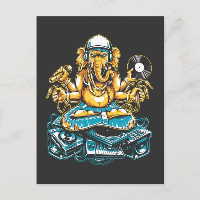 Elephant DJ Animal Electronic Music Techno Fan Postcard (Front)