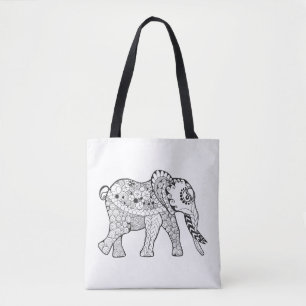 Elephant Doodle 2 Tote Bag