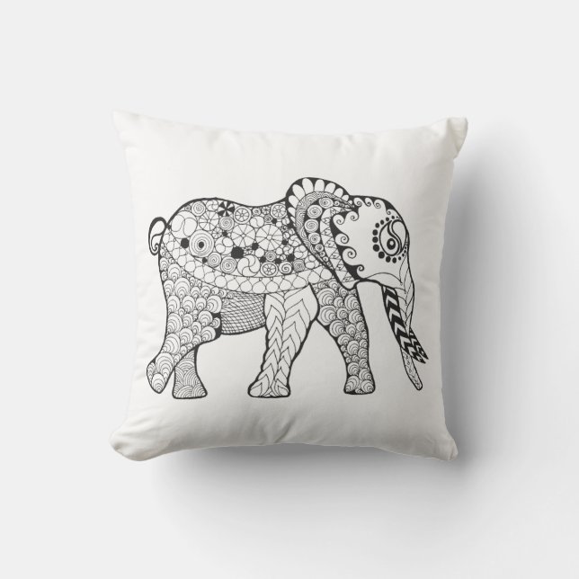 Elephant Doodle Cushion (Front)
