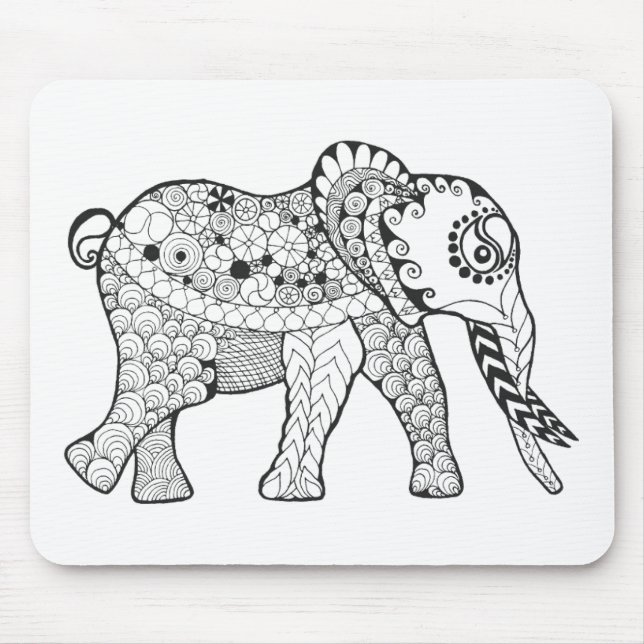 Elephant Doodle Mouse Mat (Front)