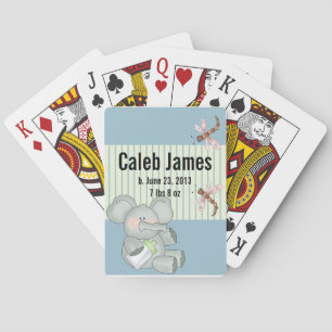 Elephant Dragonfly Blue Stripe Baby Playing Cards