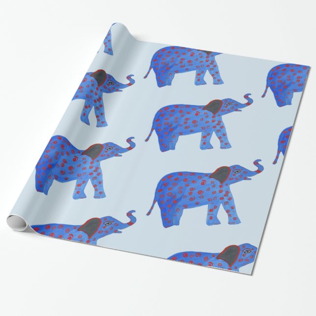 Elephant Drawing Wrapping Paper (Unrolled)