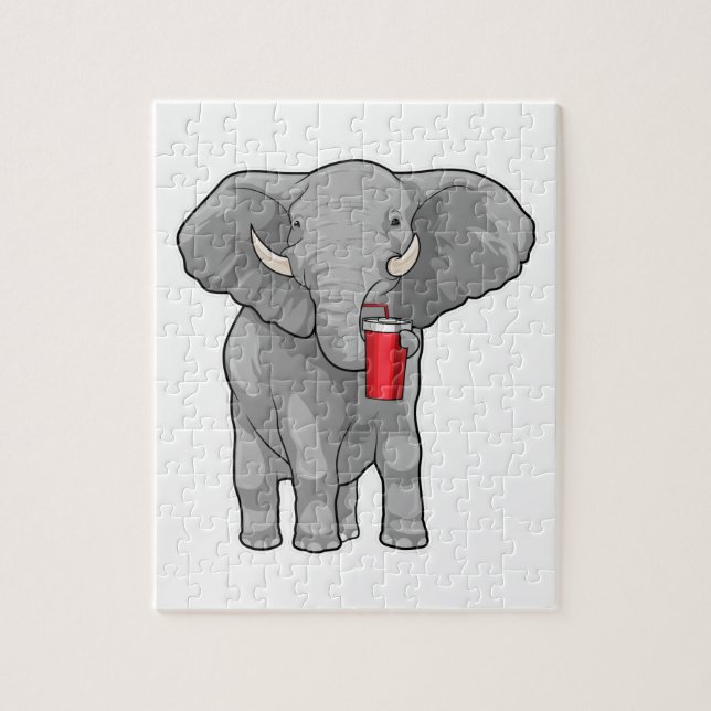 Elephant Drinking mug Jigsaw Puzzle (Vertical)