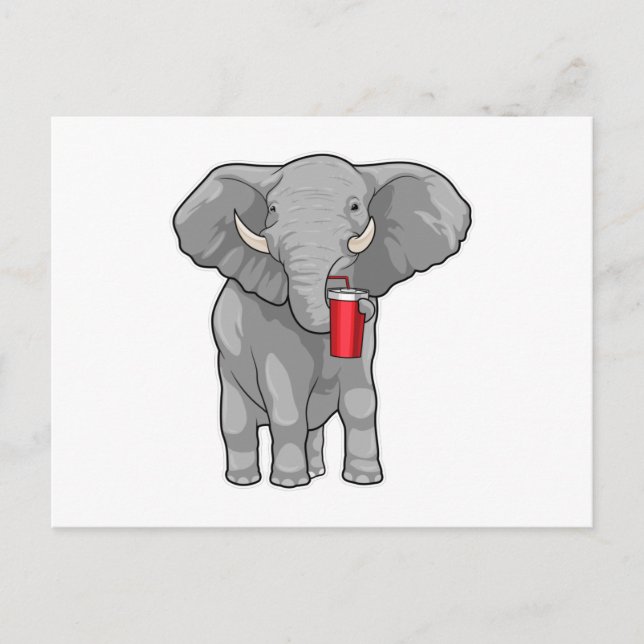 Elephant Drinking mug Postcard (Front)