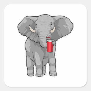 Elephant Drinking mug Square Sticker