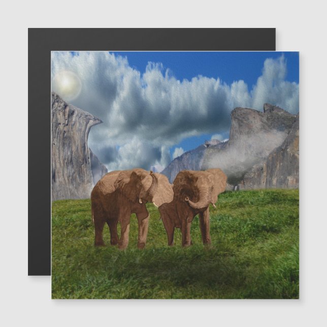 Elephant Duo Oil Paint, Magnetic Card (Front/Back)