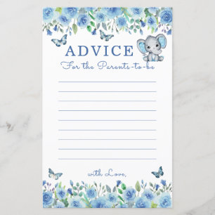 Elephant Dusty Blue Baby Shower Advice for Parents