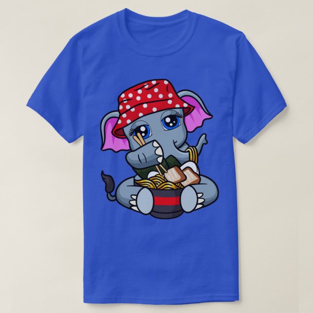 Elephant Eating Ramen Noodles T-Shirt (Design Front)