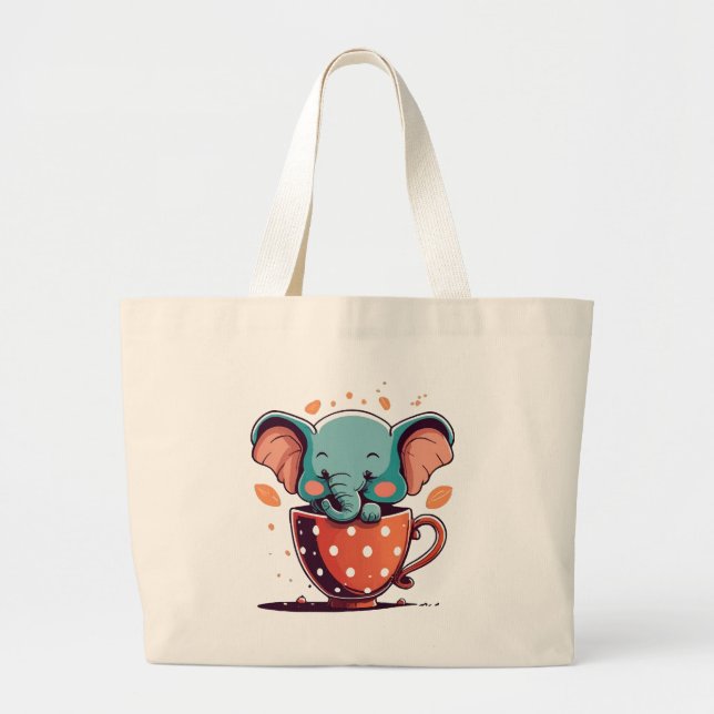 Elephant Elegance Large Tote Bag (Front)