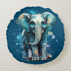 Elephant Elegance Round Cushion
