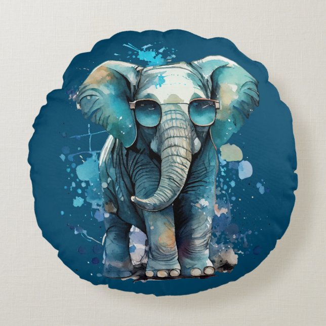 Elephant Elegance Round Cushion (Front)