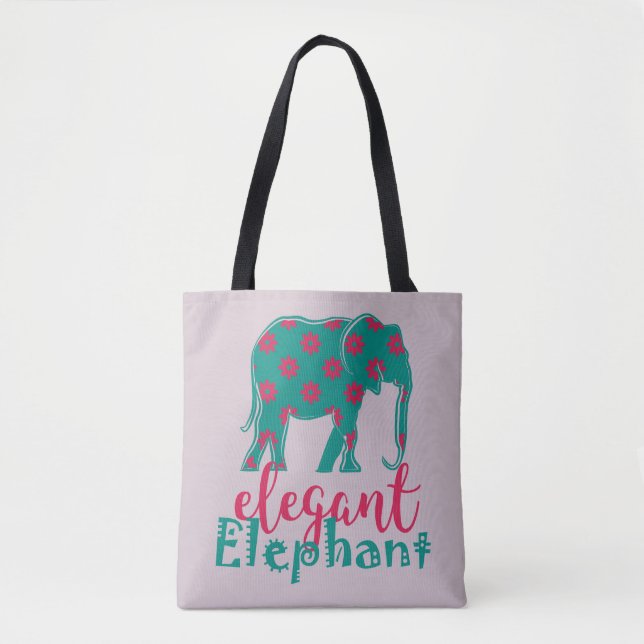 Elephant Elegant Floral Funny Ladylike Silhouette Tote Bag (Front)