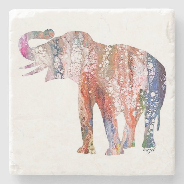 Elephant, Elephant Gifts,  Good Luck Stone Coaster (Front)