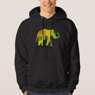 Elephant  Elephant with Trunk Up Floral Hoodie
